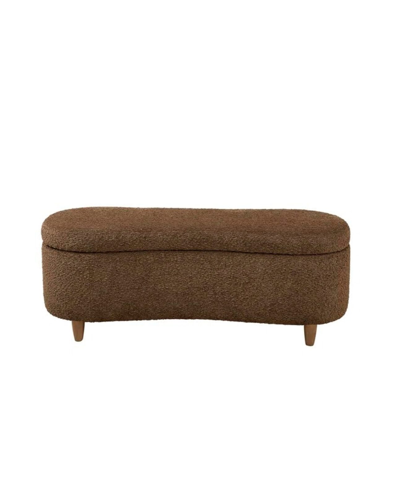 Mid-Century Modern Japandi Boucle Fabric Storage Bench Ottoman (Brown) - Image 7