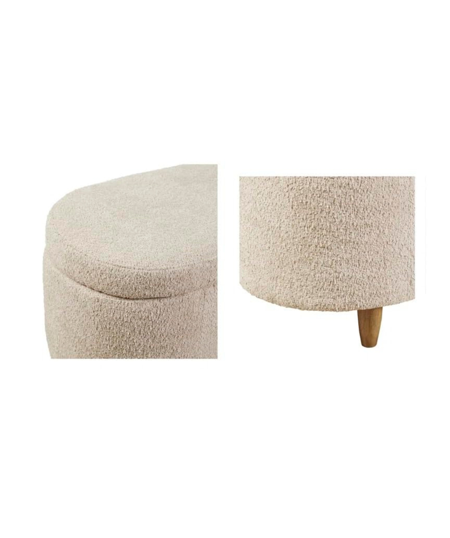 Mid-Century Modern Japandi Boucle Fabric Storage Bench Ottoman (Beige) - Image 7