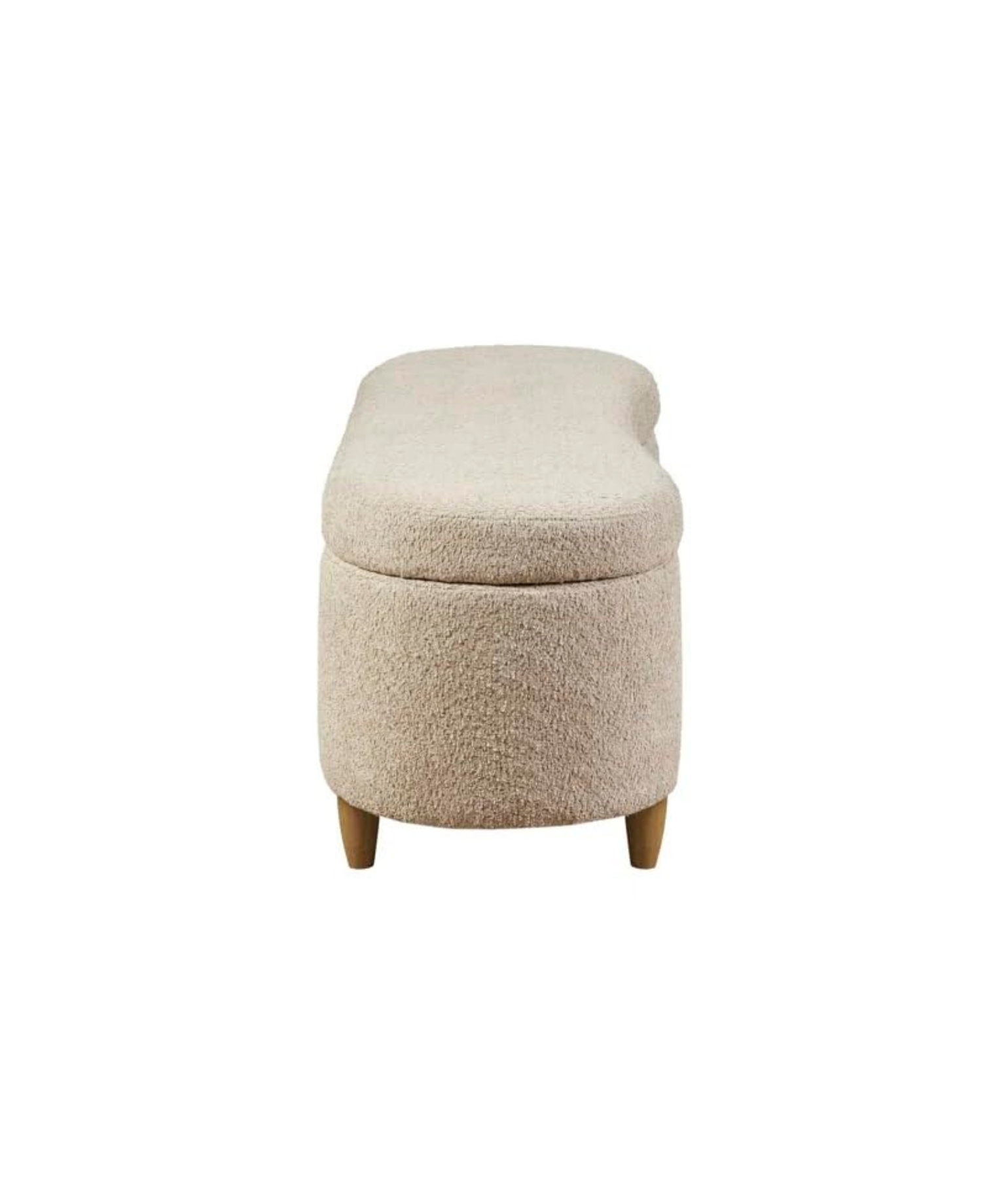 Mid-Century Modern Japandi Boucle Fabric Storage Bench Ottoman (Beige) - Image 8