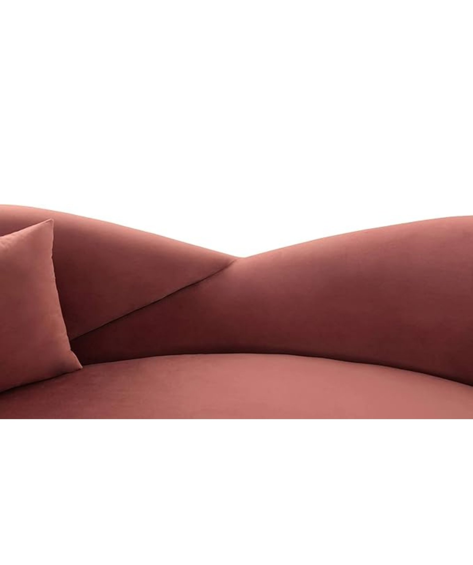 Velvet 3 Seater Sofa with Curved Arms and Ottoman, Orange (Pink) - Image 2