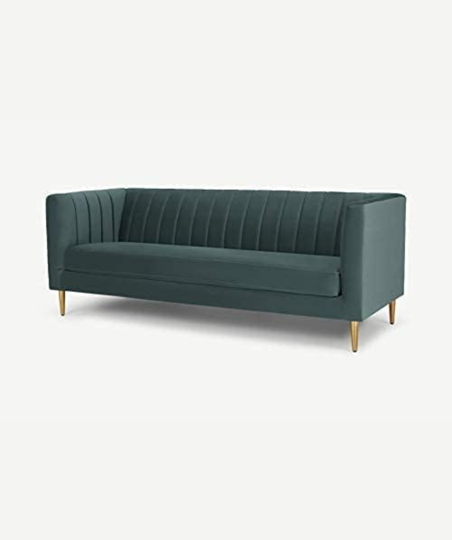 Solid Wood Vorfreude Three Seater Sofa Velvet in Marine Green (204D x 86W x 78H Cm) - Image 4