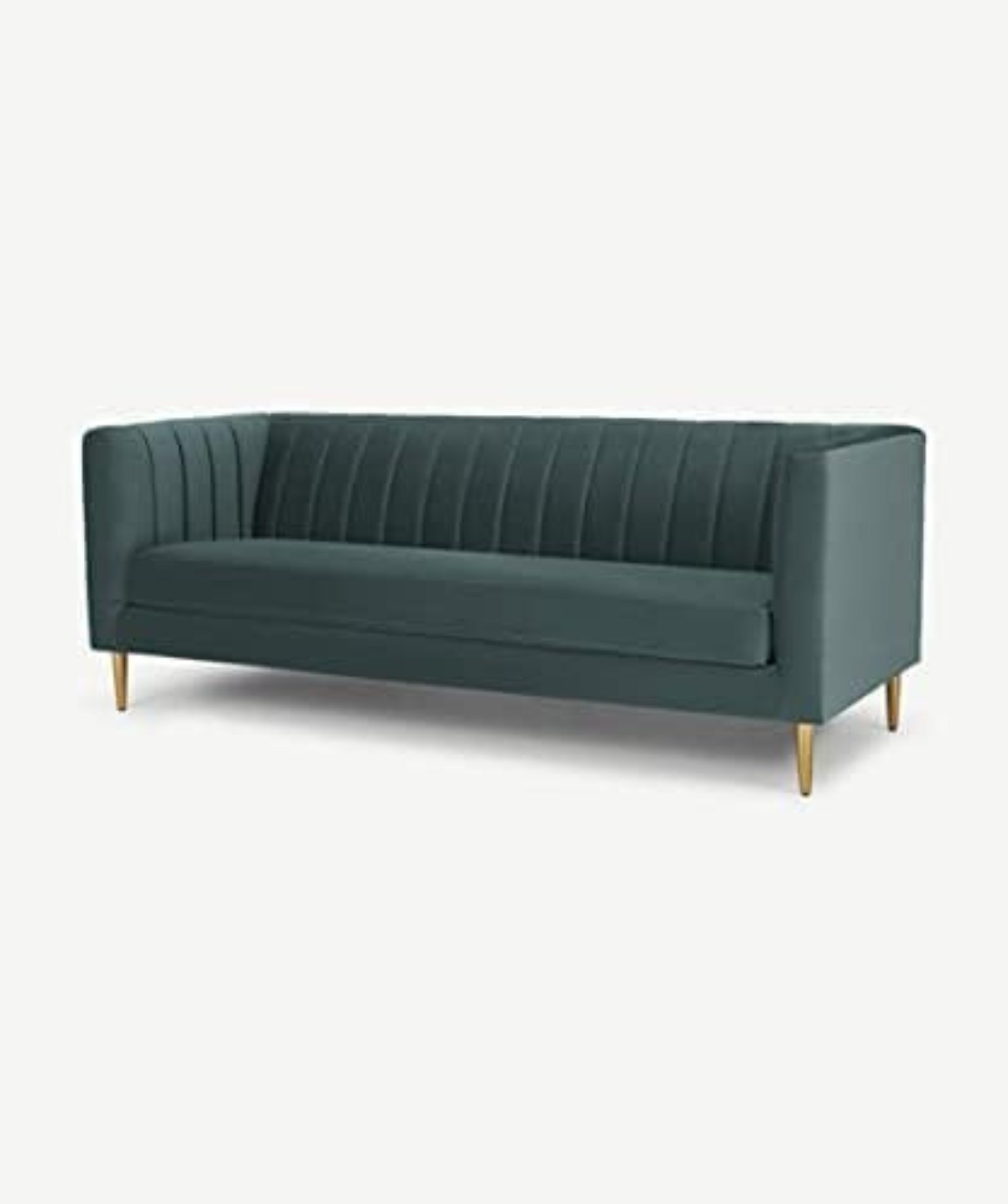 Solid Wood Vorfreude Three Seater Sofa Velvet in Marine Green (204D x 86W x 78H Cm) - Image 3