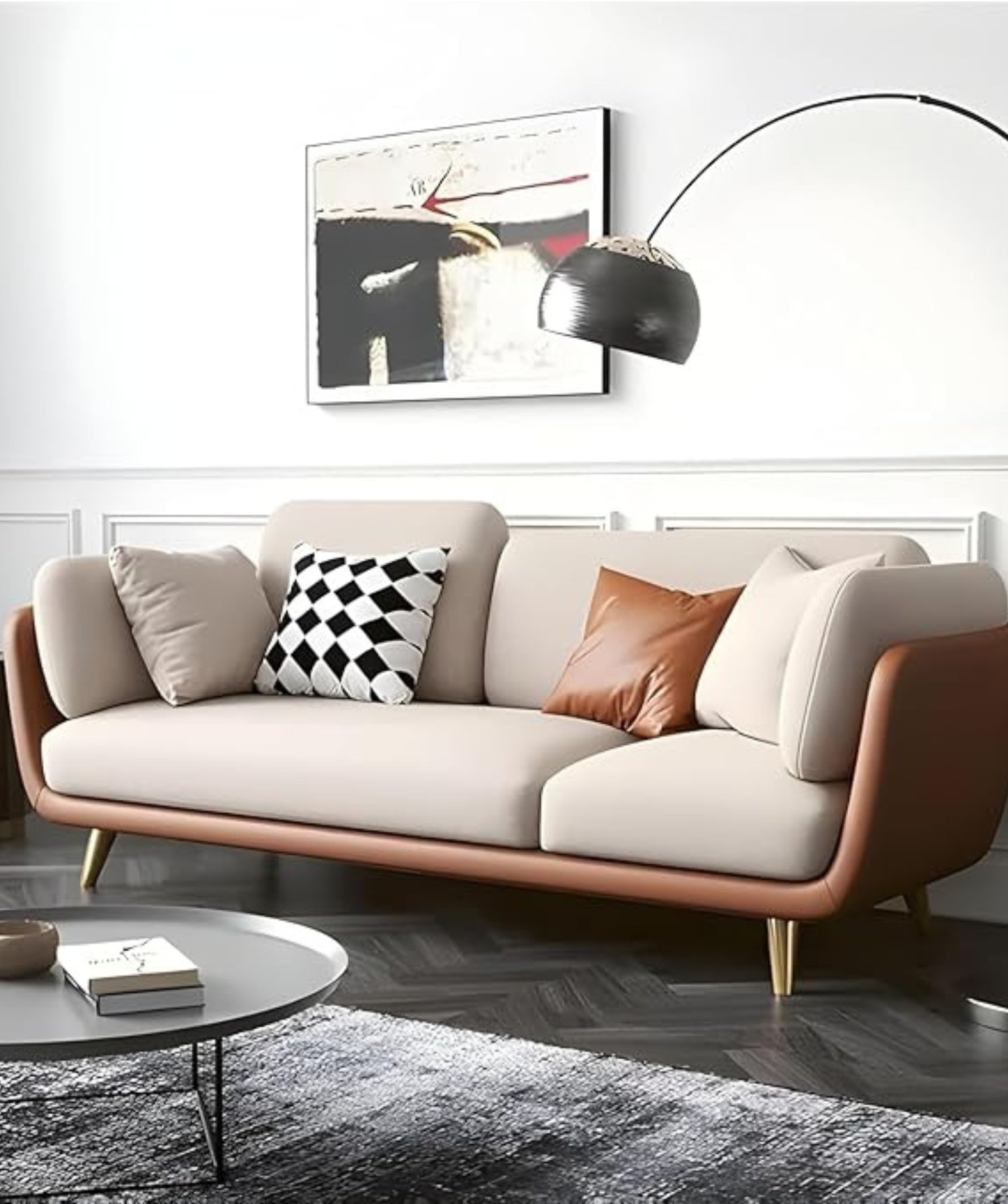 Stylish & Modern Heavy Duty & Luxurious Traditional 3 + 2 = 5 (Brown & Beige-L)