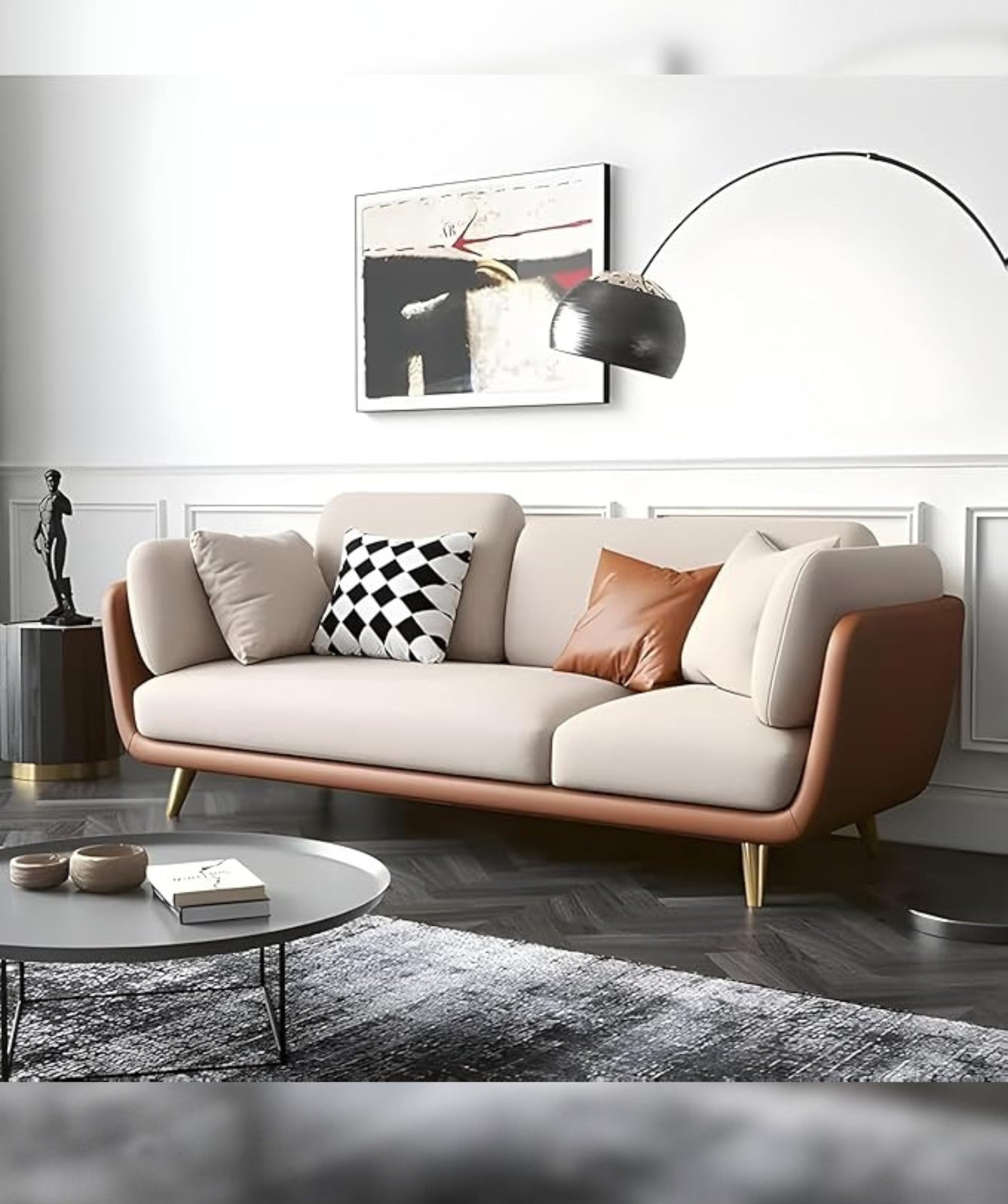 Stylish & Modern Heavy Duty & Luxurious Traditional 3 + 2 = 5 (Brown & Beige-L) - Image 4