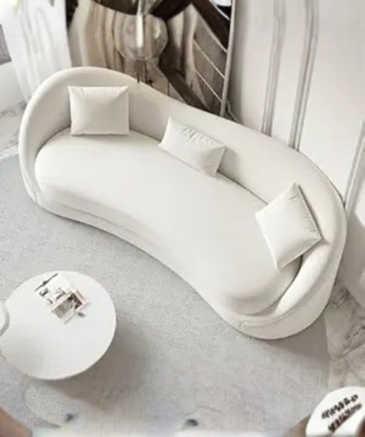 Velvet Upholstered Sofa 3-Seater Sofa (white) - Image 5